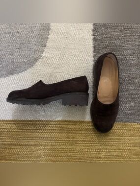 Calvin Klein Women’s Dark Brown Suede Slip-On Loafers